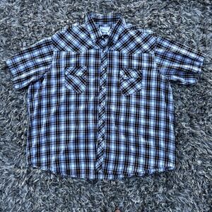 Wrangler Wrancher Shirt Size 3XB Big Pearl Snap Slanted Pocket Plaid
